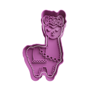 Llama con Flores en la Cabeza Cortador de Galletas