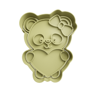 Oso Panda con Corazón Cortador de Galletas